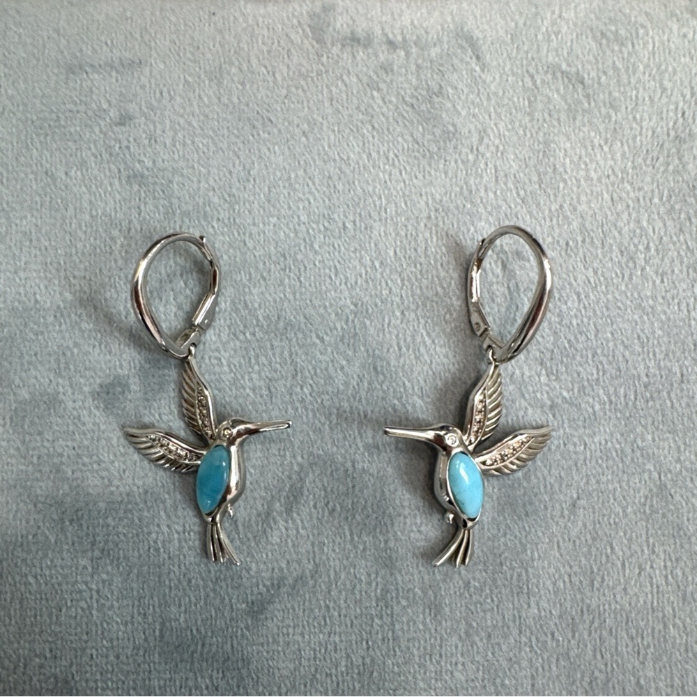 Alamea Hummingbird Dangle Earrings, Sterling Silver & Larimar